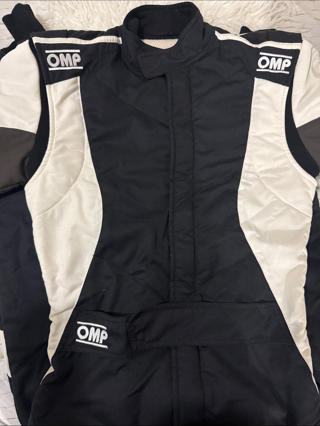 Omp Black And White Racing Suit Top